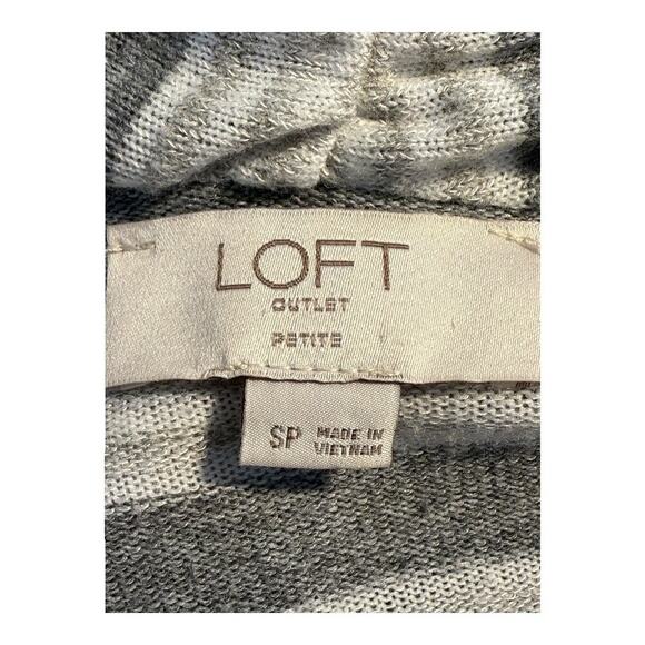 LOFT Petite Small Gray Striped Faux Wrap Sweater Long Sleeve V-Neck - Picture 4 of 7